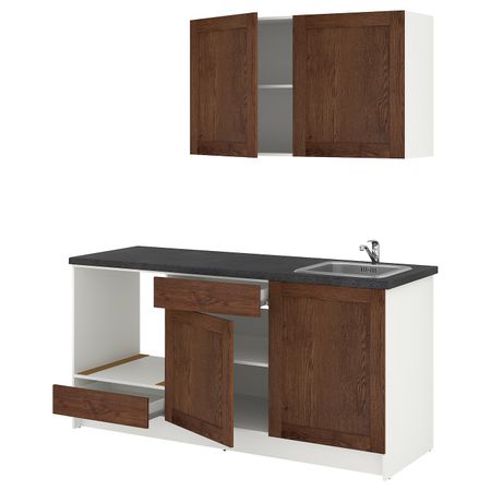 Кухня, под коричневый мореный ясень 180x61x220 см IKEA KNOXHULT КНОКСХУЛЬТ 894.177.69