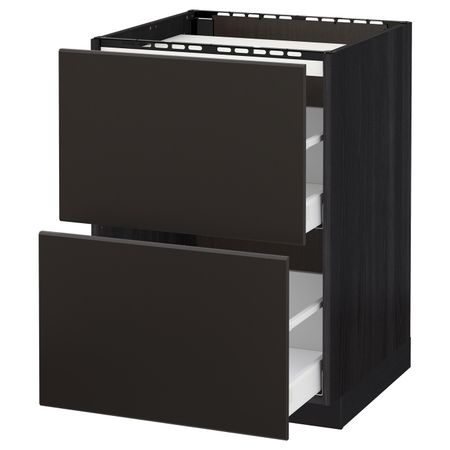 Напольный шкаф, 2 фронтальных панели/2ящика, черный/Кунгсбакка антрацит 60x60 см IKEA МЕТОД / МАКСИМЕРА 492.205.24