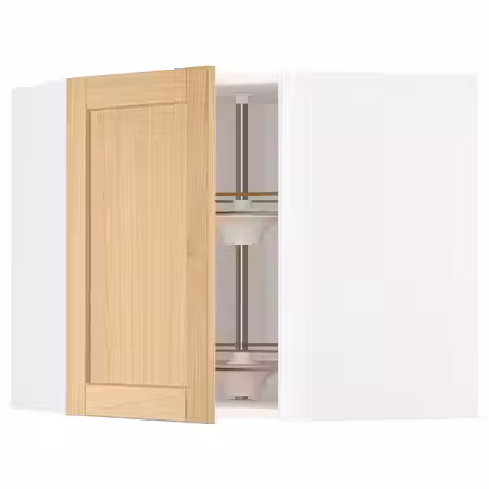 METOD Углов навесн шкаф с вращающ секцией - белый/Forsbacka дуб 68x60 см
