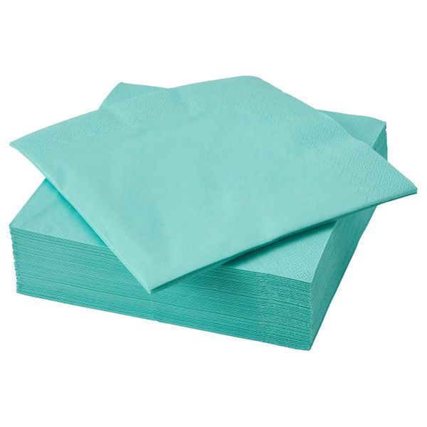 Салфетка бумажная, светлая бирюза 40x40 см IKEA FANTASTISK ФАНТАСТИСК 905.159.24 - фото 2