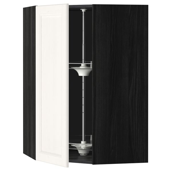 Угловой навесной шкаф с вращающейся секцией МЕТОД, черный, Лаксарби белый - схема-чертеж с размерами