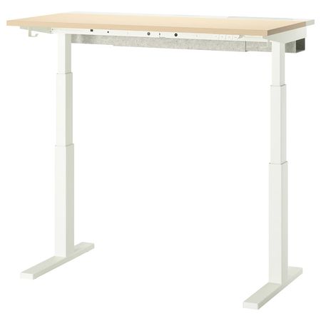 MITTZON Стол/трансф - электрический березовый шпон/белый 120x60 см