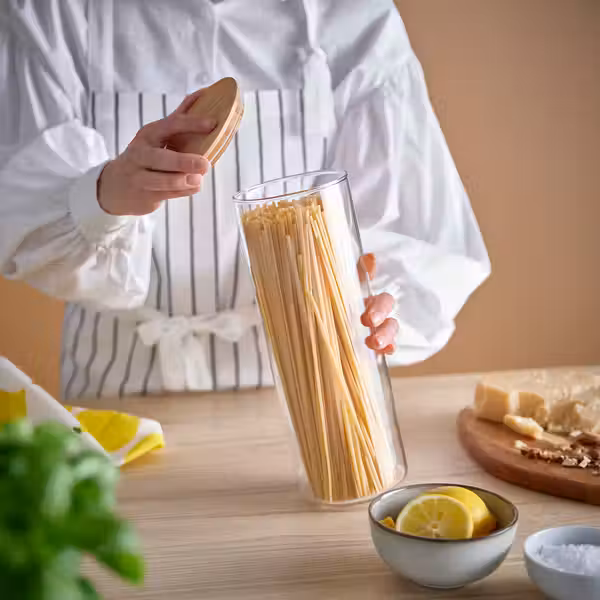 EKLATANT Банка с крышкой - прозрачное стекло/бамбук 1.8 л - фото 2