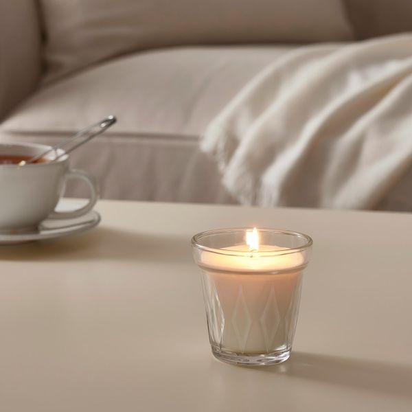 Ароматическая свеча в стакане, цветок/прозрачное стекло 8 см IKEA VÄLDOFT ВЭЛЬДОФТ 604.677.50 - фото 2