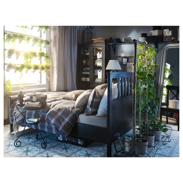 Каркас кровати ХЕМНЭС, черно-коричневый, Леирсунд - схема-чертеж с размерами