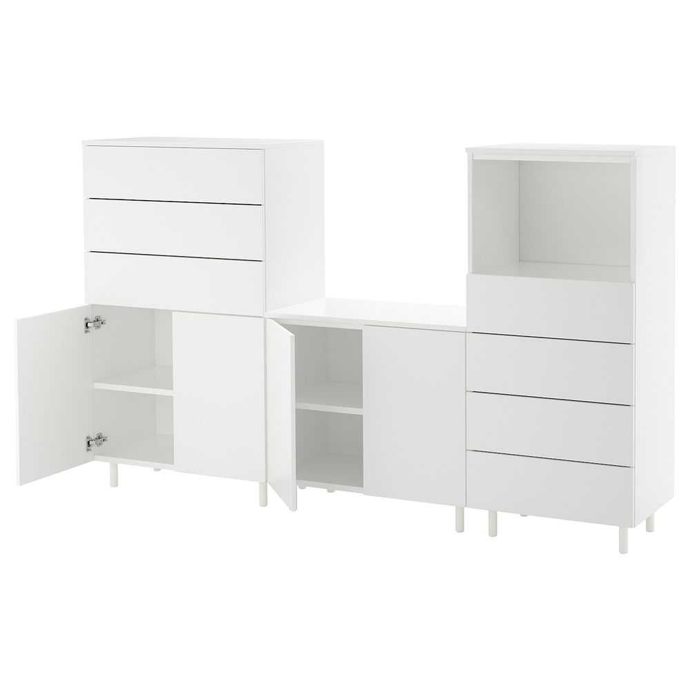 Комбинация для хранения, белый/Фоннес белый 220x42x133 см IKEA OPPHUS ОПХУС 492.521.24 - фото 1