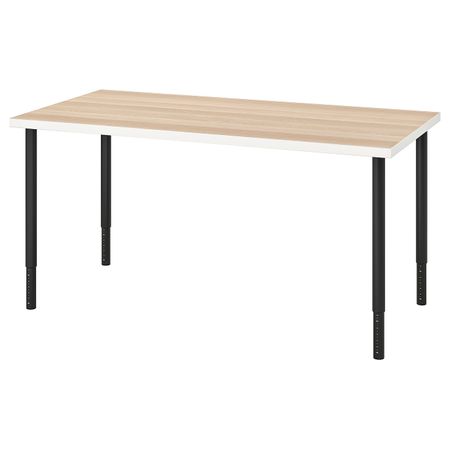 Стол, белый под беленый дуб/черный 150x75 см IKEA LINNMON ЛИННМОН / OLOV ОЛОВ 593.296.89