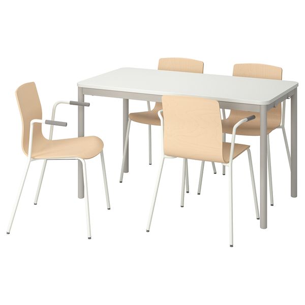 Конференц-стол и стулья, 130x70 см, белый светло-серый, березовый шпон IKEA LÄKTARE, TOMTOMMARYD ТОММАРЮД ТОММАРЮД 395.283.74 - фото 2