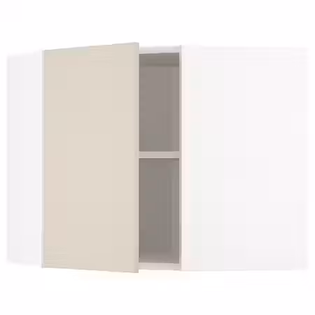 METOD Угловой навесной шкаф с полками - белый/Havstorp бежевый 68x60 см
