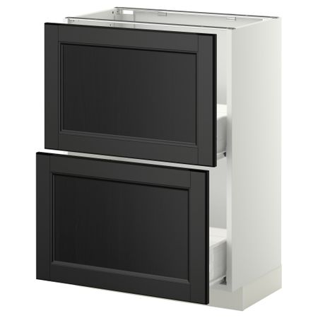 Напольный шкаф с 2 ящиками МЕТОД / ФОРВАРА, белый, Лаксарби черно-коричневый