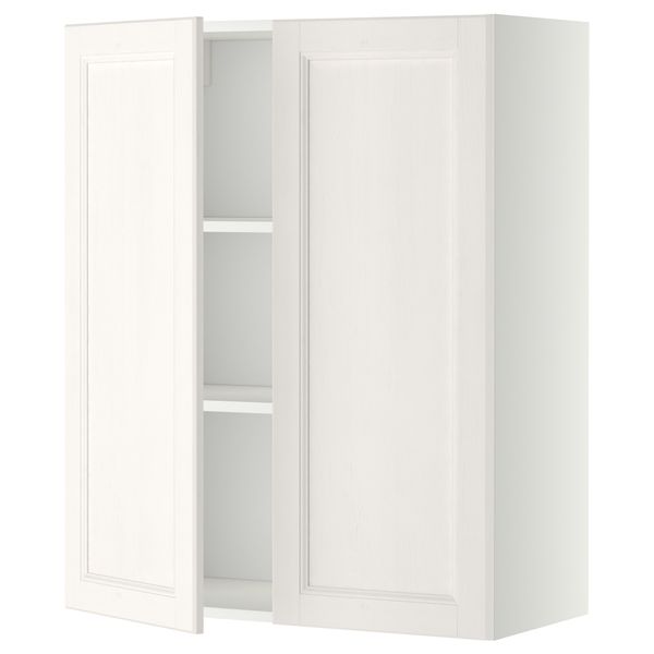 Навесной шкаф с полками, 2 дверцы МЕТОД, белый, Лаксарби белый - схема-чертеж с размерами