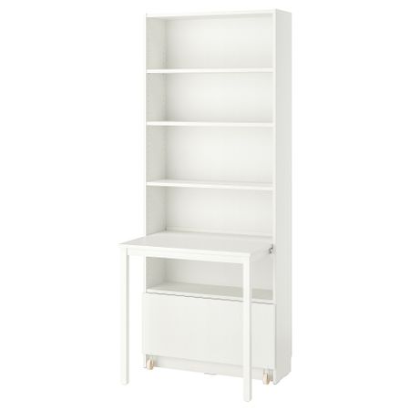 Стеллаж с письменным столом, ящиком, белый, 80x202 см IKEA BILLY БИЛЛИ 395.639.42
