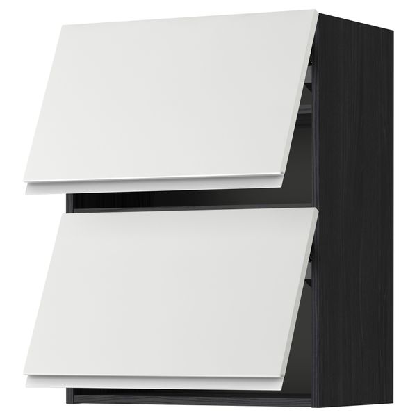 Навесной шкаф, 2 дверцы, горизонтальный МЕТОД, черный, Нодста белый - схема-чертеж с размерами