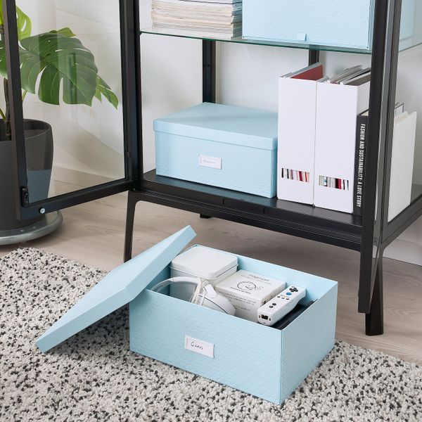 Коробка с крышкой, голубой 25x35x15 см IKEA PALLRA ПАЛЬРА 304.680.39 - фото 3