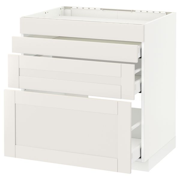 Напольный шкаф для духовки, 4фасада, 3 ящика МЕТОД / МАКСИМЕРА, белый, Сэведаль белый - схема-чертеж с размерами