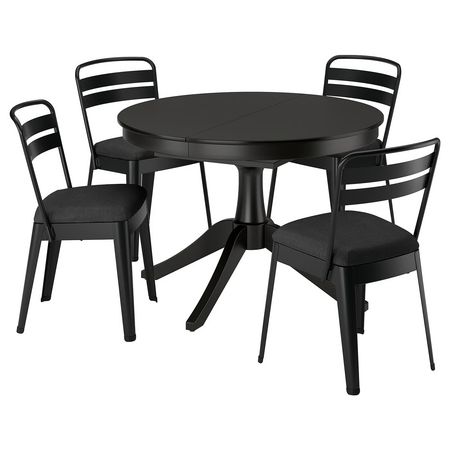 ROSENTORP / RAMSNÄS Стол и 4 стула - чёрный/чёрный 110/155 см
