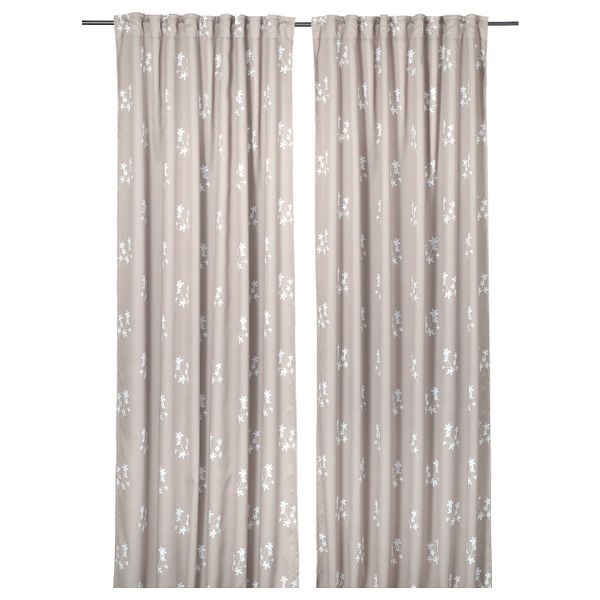 Затемняющие гардины, 2 шт., с цветочным орнаментом/бежевый 145x300 см IKEA RAGGDRABA РАГГДРАБА 504.840.95 - фото 1