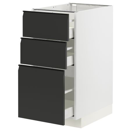 Напольный шкаф с 3 ящиками, белый, Upplöv матовый антрацит, 40x60 см IKEA METOD МЕТОД, MAXIMERA МАКСИМЕРА 794.931.79