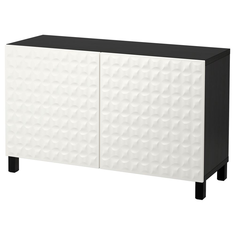 Комбинация для хранения с дверцами БЕСТО, черно-коричневый, Дьюпвикен белый (120x40x74 см) - фото 1