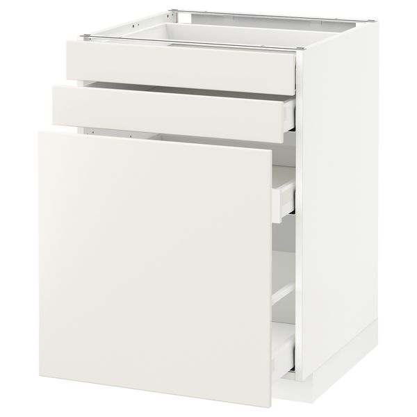 Напольный шкаф с выдвижными модулями, 2 фронтальные панели МЕТОД / МАКСИМЕРА, белый, Веддинге белый - схема-чертеж с размерами
