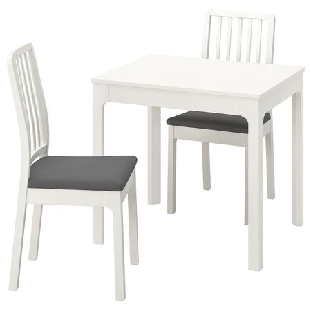 Стол и 2 стула, белый/Хакебу темно-серый 80/120 см IKEA EKEDALEN ЭКЕДАЛЕН / EKEDALEN ЭКЕДАЛЕН 594.293.92