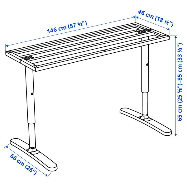 Подстолье для столешницы, 160x80 см, белый IKEA BEKANT БЕКАНТ 902.529.08 - схема-чертеж с размерами