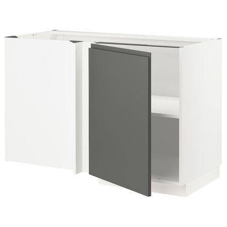 Угловой напольный шкаф с полкой, белый/Воксторп темно-серый 128x68 см IKEA METOD МЕТОД 394.462.84