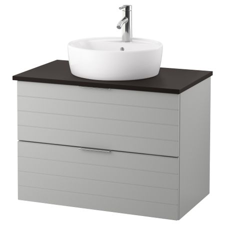 Шкаф п-раковину/столешн45/раковина ГОДМОРГОН/ТОЛКЕН / ТОРНВИКЕН, светло-серый, антрацит (82x49x74 см)