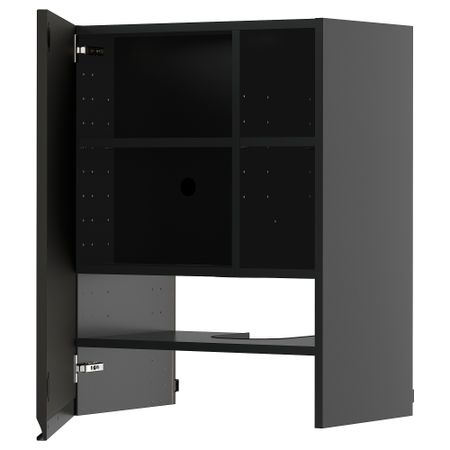 Навесной шкаф для вытяжки, полка, дверь, черно-серый, Upplöv матовый антрацит, 60x80 см IKEA METOD МЕТОД 095.873.79