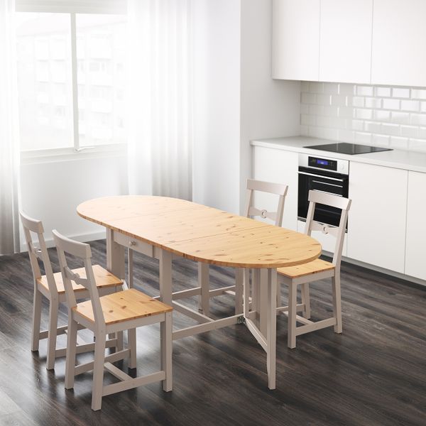 Стол складной, светлая морилка антик/серый 67/134/201x78 см IKEA GAMLEBY ГЭМЛЕБИ 403.588.89 - фото 5