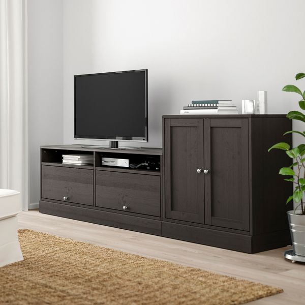 Шкаф для ТВ, комбинация, темно-коричневый 241x47x89 см IKEA ХАВСТА 292.658.82 - фото 2