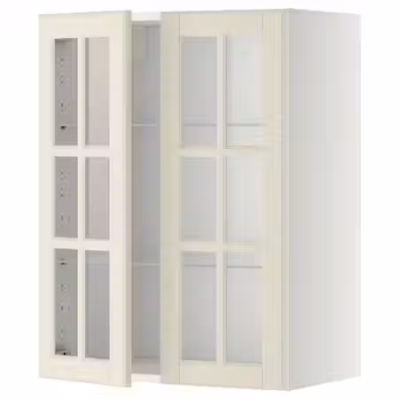 METOD Навесной шкаф/полки/2стеклян двери