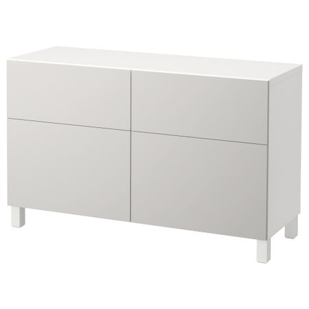 Комбинация для хранения с дверцами, ящиками БЕСТО, белый, Лаппвикен светло-серый (120x40x74 см)