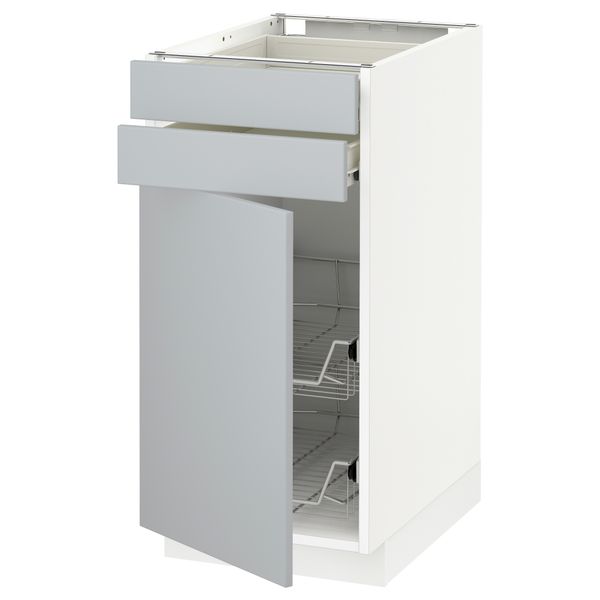 Напольный шкаф, дверца, 2 ящика, проволочных корзин МЕТОД / ФОРВАРА, белый, Веддинге серый - схема-чертеж с размерами