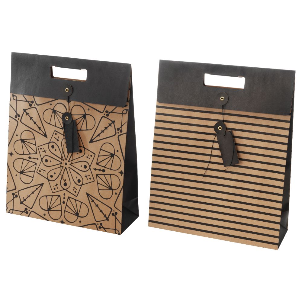 Подарочный пакет ВИНТЕР 2016, естественный, черный (33x42 см) - фото 1