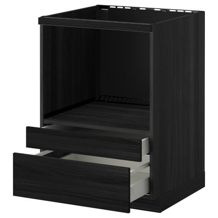 Напольный шкаф для комбинирования СВЧ, ящики МЕТОД / МАКСИМЕРА, черный, Тингсрид черный (60x60 см)