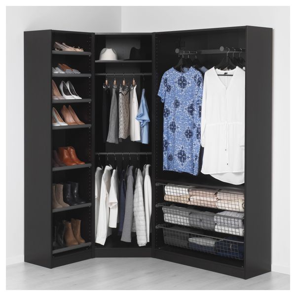 Гардероб ПАКС, черно-коричневый, Бальстад белый - схема-чертеж с размерами