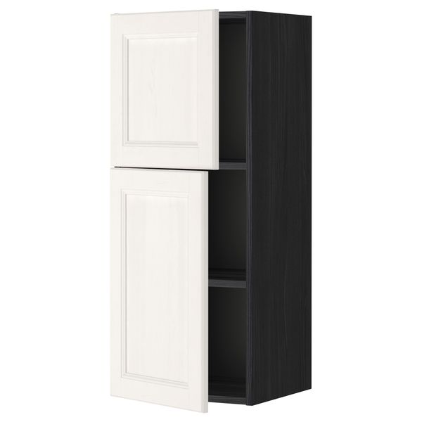 Навесной шкаф с полками, 2 дверцы МЕТОД, черный, Лаксарби белый - схема-чертеж с размерами