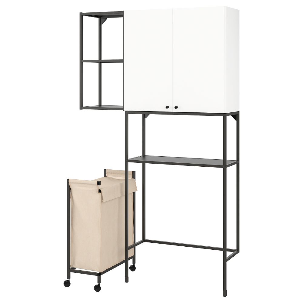 Комбинация для хранения, антрацит, белый, 120x32x204 см IKEA BEGIVENHET БЕГИВЕНХЕТ 294.772.66 - фото 1