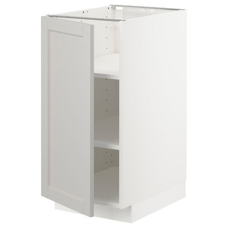 Напольный шкаф с полками, белый/Лерхюттан светло-серый 40x60 см IKEA METOD МЕТОД 092.730.53