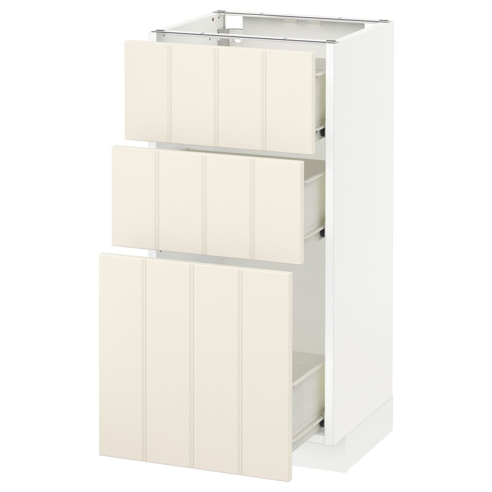 Напольный шкаф с 3 ящиками МЕТОД / ФОРВАРА, белый, Хитарп белый с оттенком - схема-чертеж с размерами