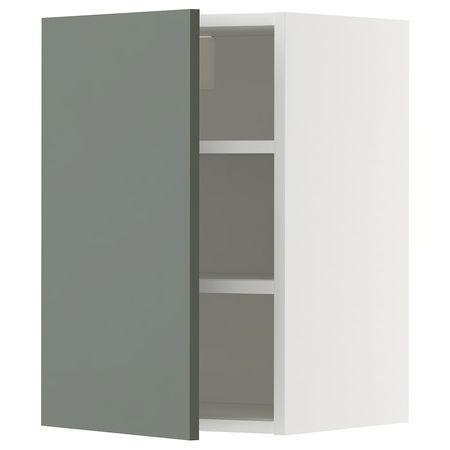 METOD Навесной шкаф с полками - белый/Nickebo матовый серо-зеленый 40x60 см