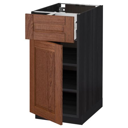 Напольный шкаф с ящиком, дверью МЕТОД / МАКСИМЕРА, черный, Филипстад коричневый