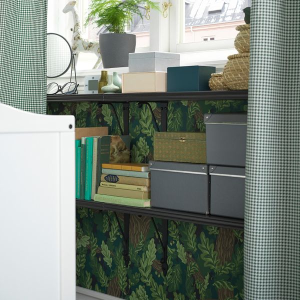 Полка навесная, коричнево-чёрный/антрацит 80x20 см IKEA BERGSHULT БЕРГСХУЛЬТ / KROKSHULT КРОКСГУЛЬТ 793.260.67 - фото 1