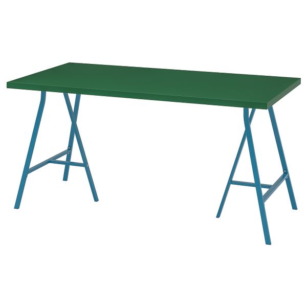 Стол, зеленый, синий 150x75 см IKEA LINNMON ЛИННМОН / LERBERG ЛЕРБЕРГ 193.310.24 - фото 1
