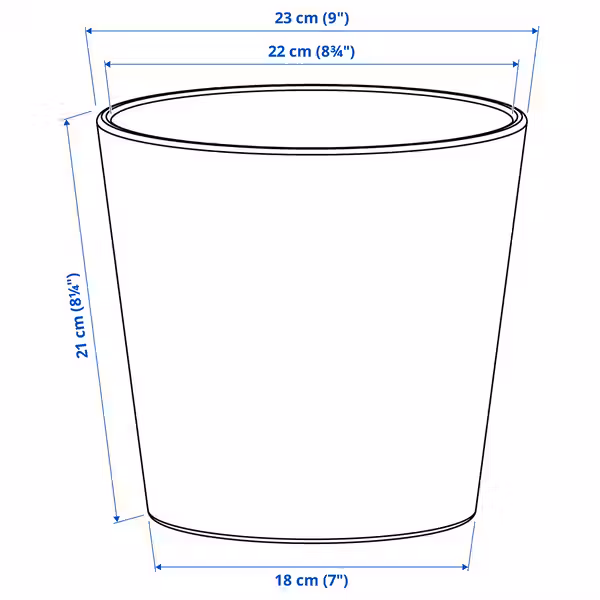 SOJABÖNA СОЙАБОНА Кашпо - белый 19 см - схема-чертеж с размерами