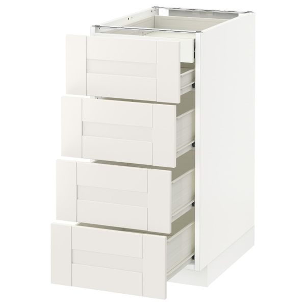 Напольный шкаф 4 фронтальных, 2 низких, 3 средних ящ, белый/Сэведаль белый 40x60 см IKEA МЕТОД / ФОРВАРА 792.653.99 - фото 1