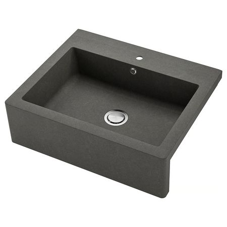 TALLSJÖN Мойка с видимой фронтальной стенкой - темно-серый/под камень 80x65 см