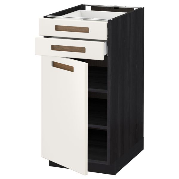 Напольный шкаф с дверцей, 2 ящиками МЕТОД / МАКСИМЕРА, черный, Мэрста белый - схема-чертеж с размерами