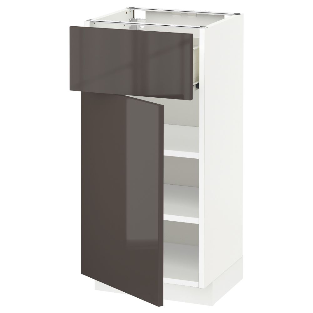 Напольный шкаф с ящиком, дверью МЕТОД / ФОРВАРА, белый, Рингульт серый - схема-чертеж с размерами